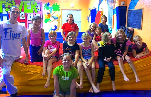 Flips Girls Progressive class in the Power Tower